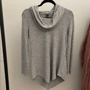 Soft Lightweight Gray Cowl Neck Long Sleeve Sweater